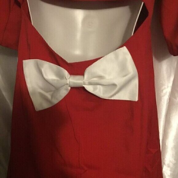 Crystal Rhinestone Button Bow Back  Red White Blazer Mini Dress L - Picture 7 of 9